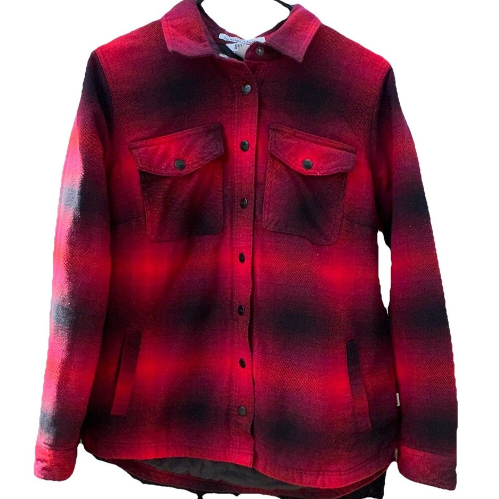 Duluth Trading AKHG Folklore Flannel Shacket Men’s M Red Black Lined Jacket